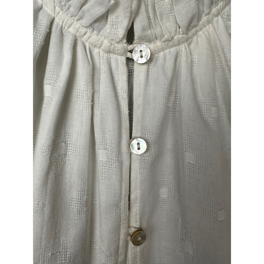 Cleobella Anthropologie Women Boho Ruffle Neck Balloon Sleeve Blouse M White - Picture 10 of 13